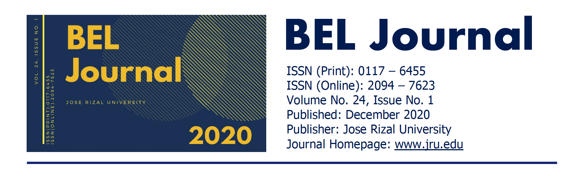 					View Vol. 24 No. 1 (2020): BEL Journal Vol. 24 Issue No. 1 (2020)
				